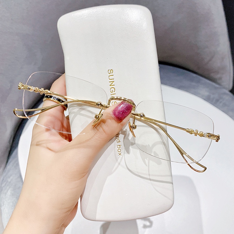 Photochromic Anti Radiation Rimless Eyeglasses For Women Men Transition ...