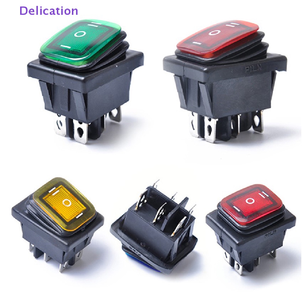 Delication Heavy Duty 15A 250VAC 30x22 Waterproof Rocker Switch 6pin