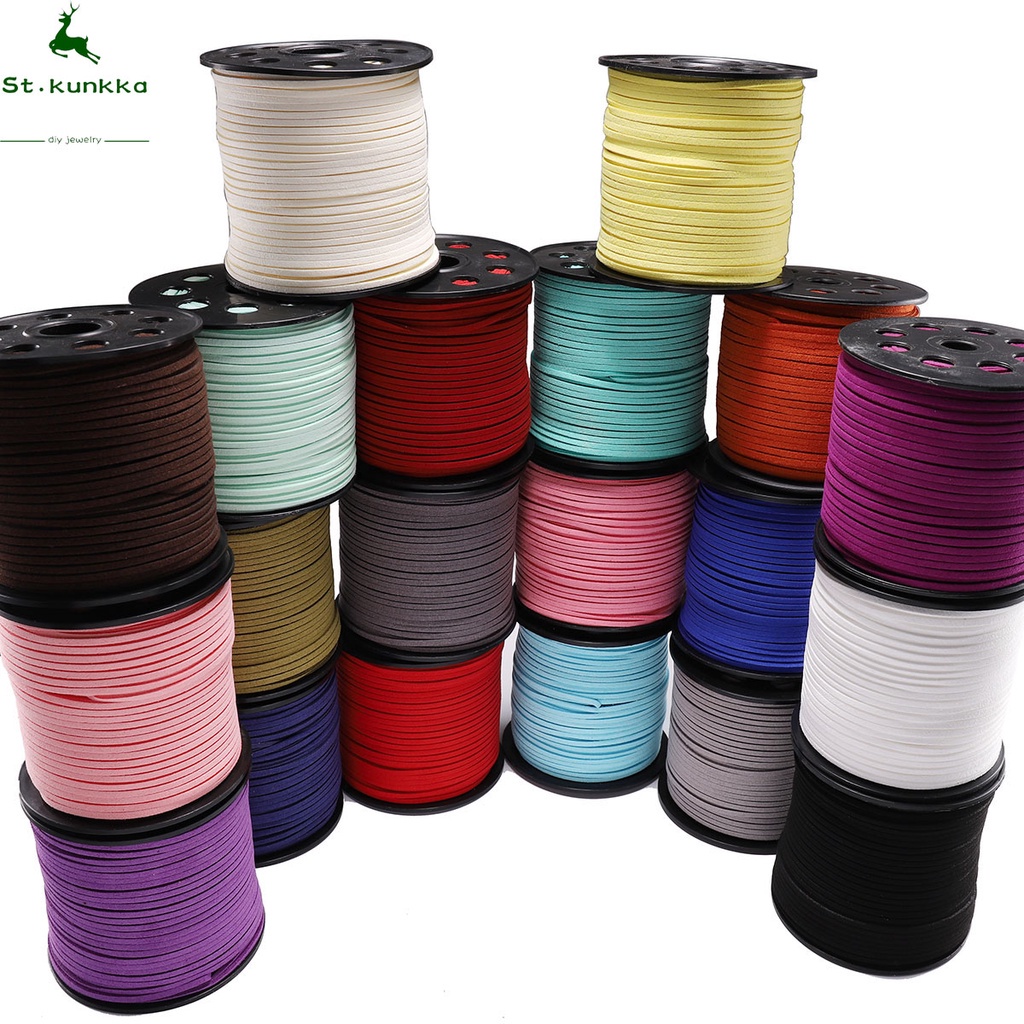 St.kunkka 90m/roll 2.5 mm Flat Faux Suede Braided Cord Korean Velvet ...