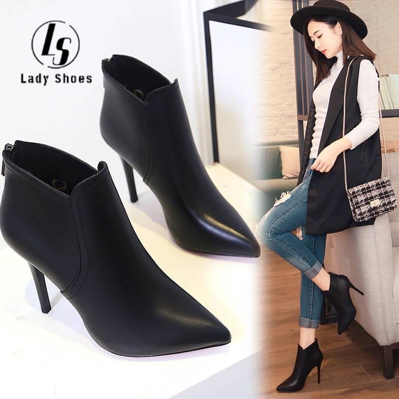 Boots for women Leather stilleto heels Fall/Winter 2021 new pointed toe ...