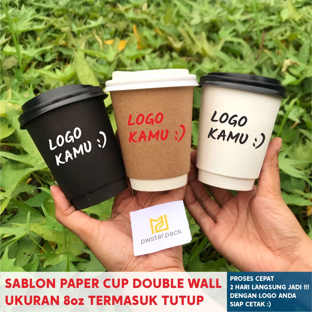 8 OZ PREMIUM DOUBLE WALL PAPER CUP SCREEN PRINTING INCLUDES LID ...