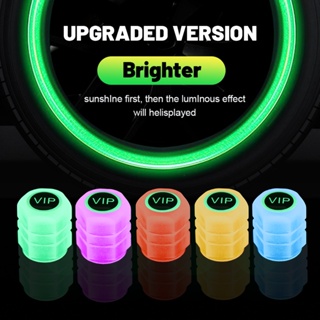 4x Luminous Tire Valve Cap Stem Lights Glow in the Dark Ring Glowing Screw  Cover