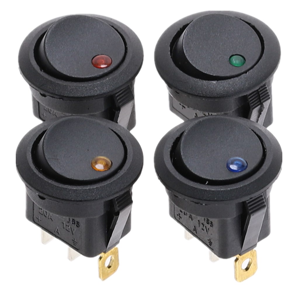 20pcs 12v Dc Waterproof Round Rocker Switch Dot Dash Car Van Boat Led ...