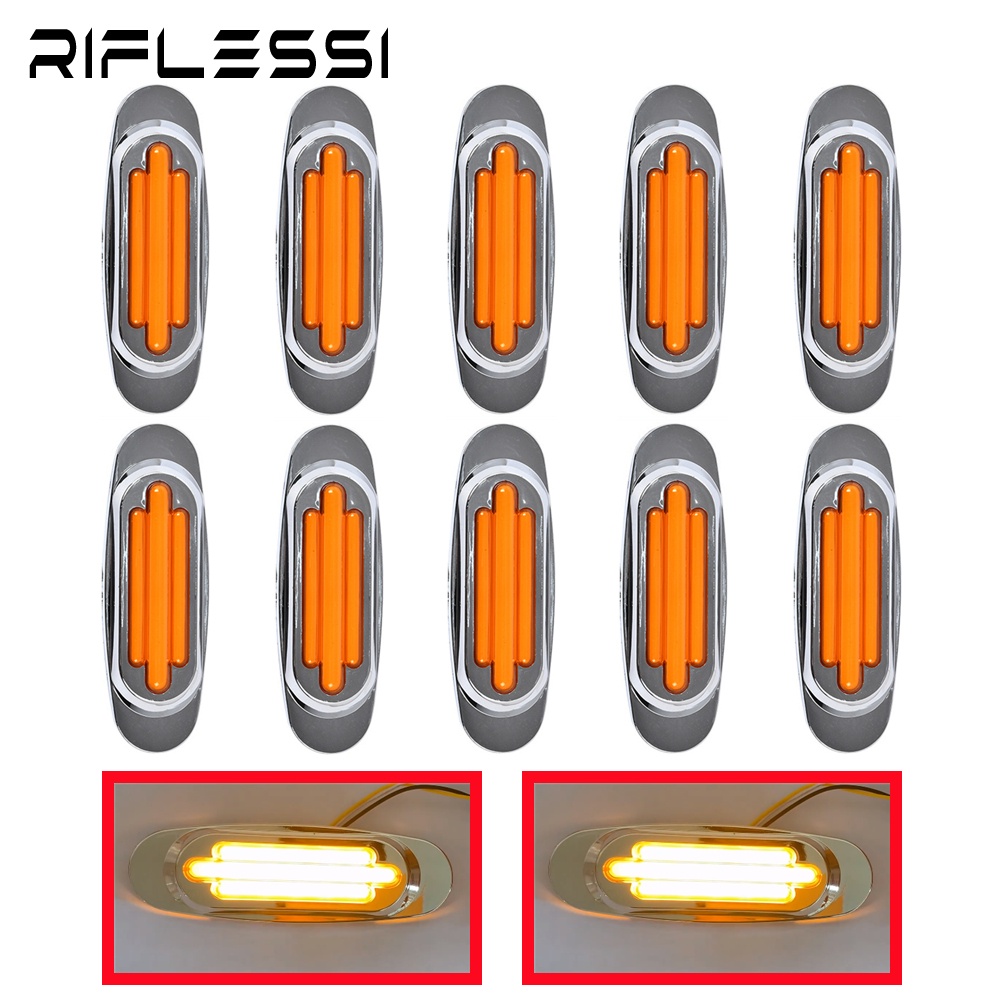 10 X Chrome Marker Lights For Trucks Led Trailer Clearance Lights Amber