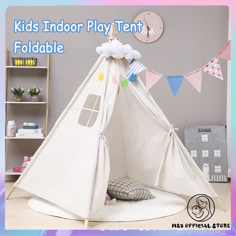 Foldable Teepee Play Tent Indoor Playhouse for Kids Large Space and Easy to  assemble