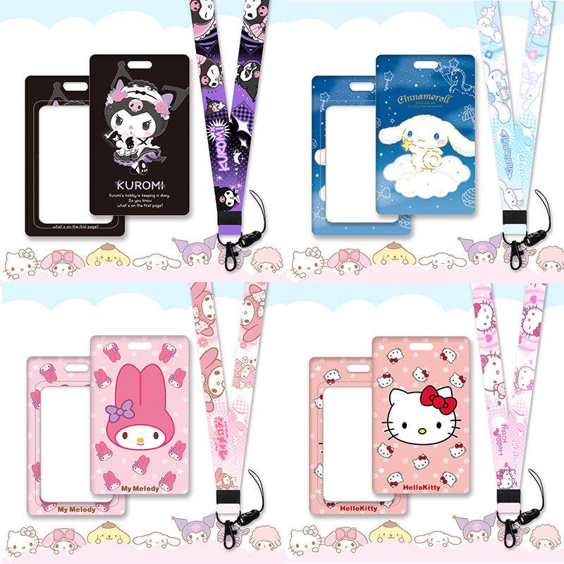 11 Styles Sanrio Cartoon lanyard card ID Badge Holder Keychain Pass Gym ...