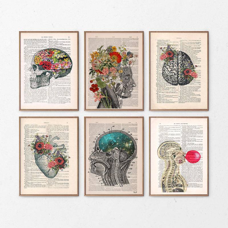 Frameless Anatomy Art Human Heart Brain Lungs Wall Art Canvas Painting ...