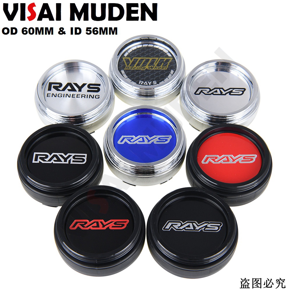 4PCS 60MM OD / 56MM ID Cap Sport Rim Cover RAYS VOLK RACING Sticker ...