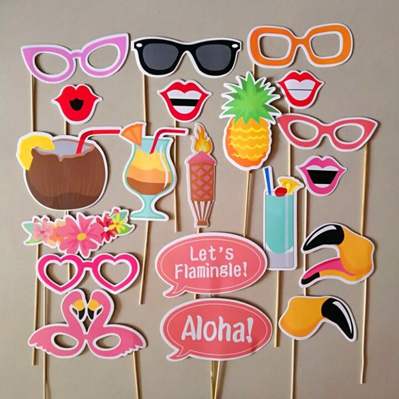 Hawaiian Photo Booth Props Beach Tropical Summer Hen Photo Booth Props ...