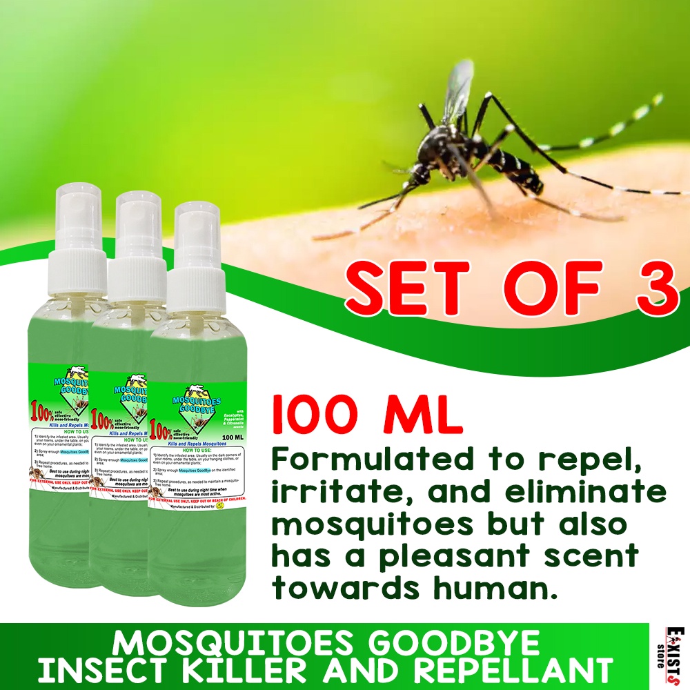 Mosquitoes Goodbye Spray 100ml ( Set of 3 ) Mosquito Killer Repellant