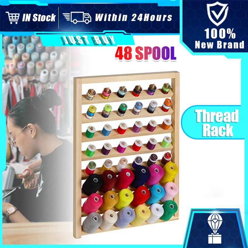 48 Spool Sewing Thread Rack Wall Mounted Organizer Shelf Wigs Display