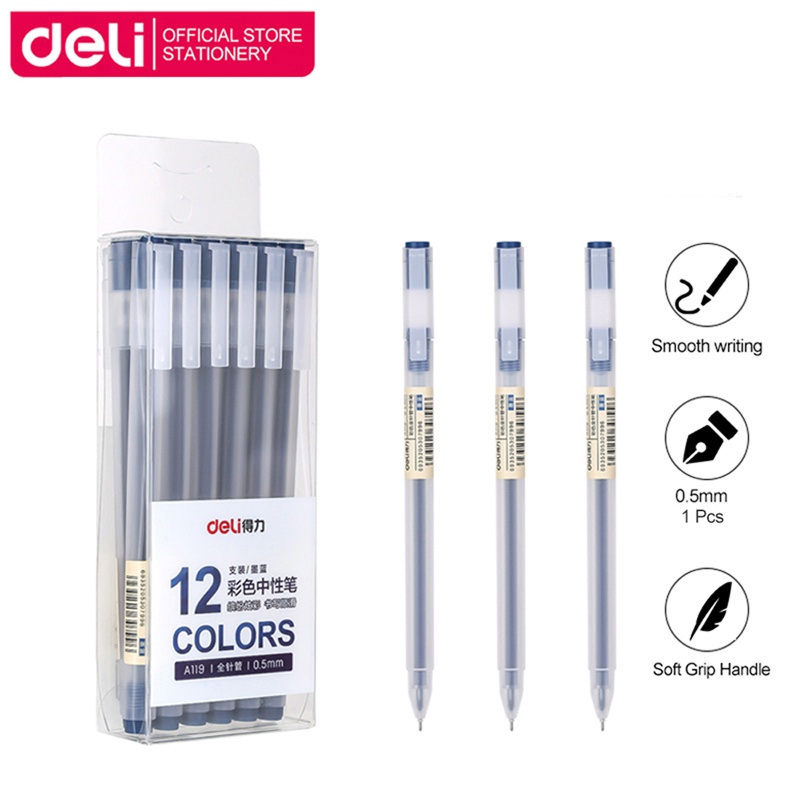 Deli Gel Pen Ballpen Black 0.5mm Tip Transparent Frosted Color Gel Pen ...