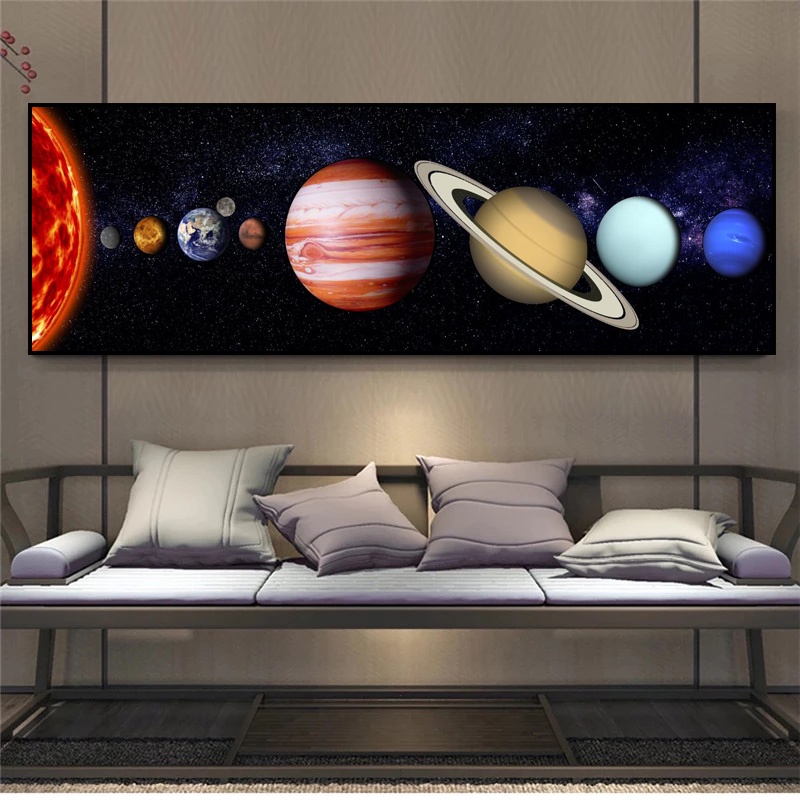 Frameless Solar System Canvas Painting Pictures Wall Art