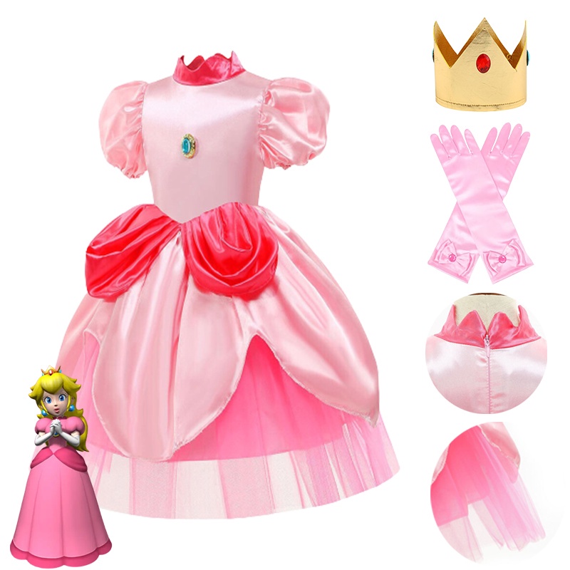 Super Mario Bros Princess Peach Dress Kids Adults Cosplay Costume Outfits  Halloween Christmas Carnival Role Play Party Suit | Shopee Philippines