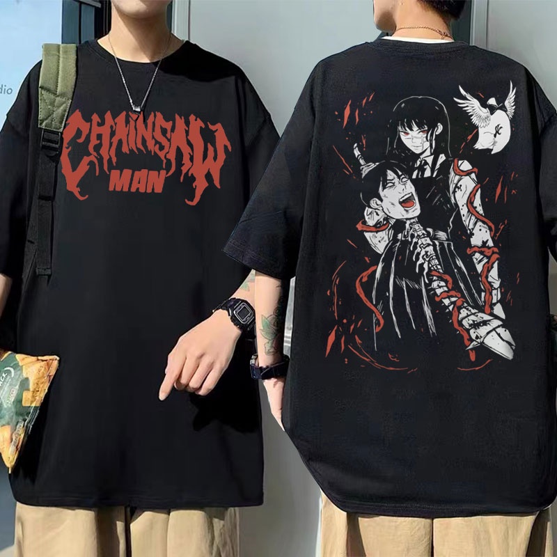 Anime Denji Makima Pochita Horror Short Sleeve T-shirt Manga Asa Mitaka 