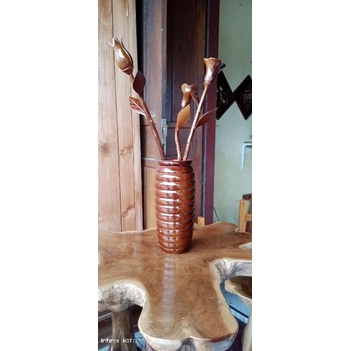 Large threaded vase made of genuine teak wood | Shopee Philippines