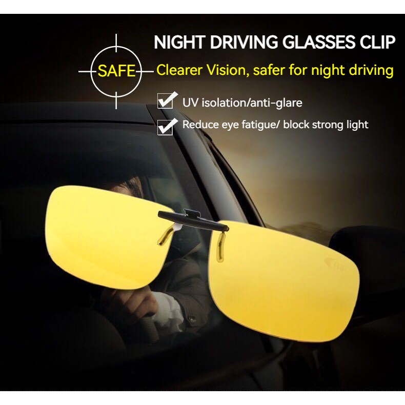 Night Vision Anti Reflective Glass For Eyes Night Glasses Clip