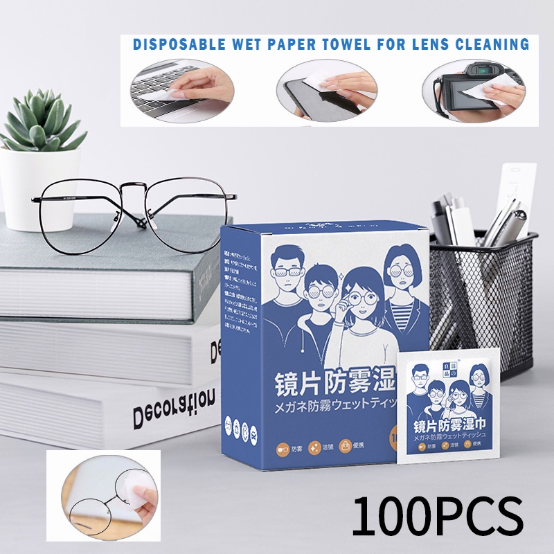100Pcs Disposable Eyeglasses Cleaning Cloth Quick Dry Wipes Lens Clean