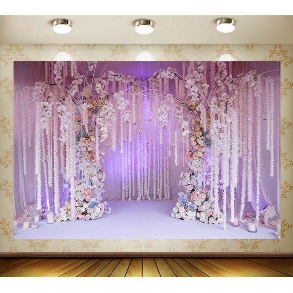 4x3ft Photography Backdrops Purple Flowers Curtain Wedding Backdrop ...