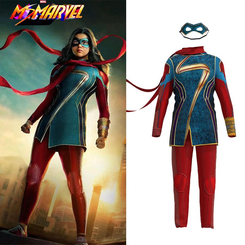 Children Adult Ms. Marvel Costume Cosplay Girls Kamala Khan Supergirls ...