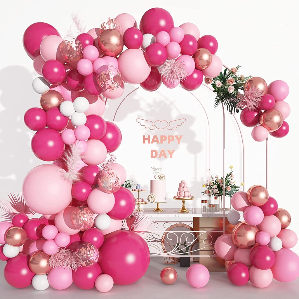 160Pcs Pink Balloon Garland Arch Kit, Hot Pink Metallic Rose Gold Confetti  Balloons for Women Girls Birthday Princess Theme Bridal Baby Shower Wedding  Party Background Decorations