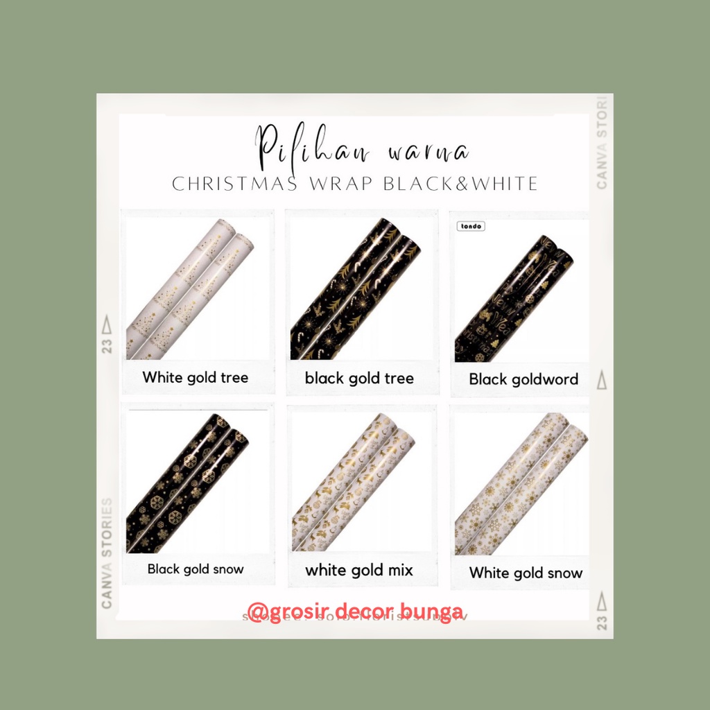 PUTIH HITAM Sw CHRISTMAS WRAPPING BLACK & WHITE GOLD CHRISTMAS GIFT