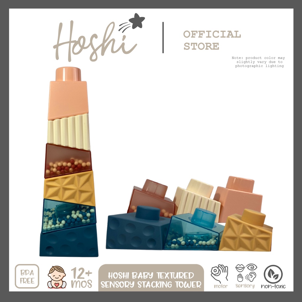 Hoshi Baby Textured Sensory Stacking Tower Blocks, Stacker Toy, BPA ...