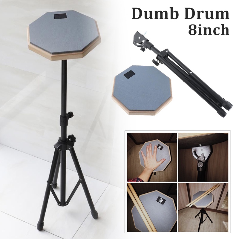Dumb Drum Kit 8 Inch Rubber Wood Dumb Drums Pad Beginner Practice Drum ...
