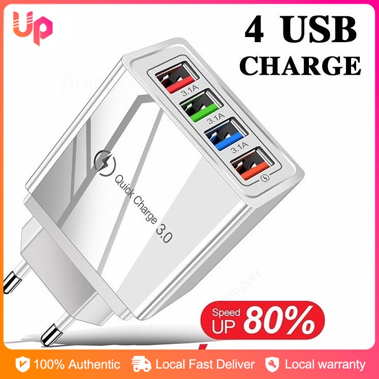 4 USB Ports Charger Super Fast Charging US Plug Adapter Quick Charger