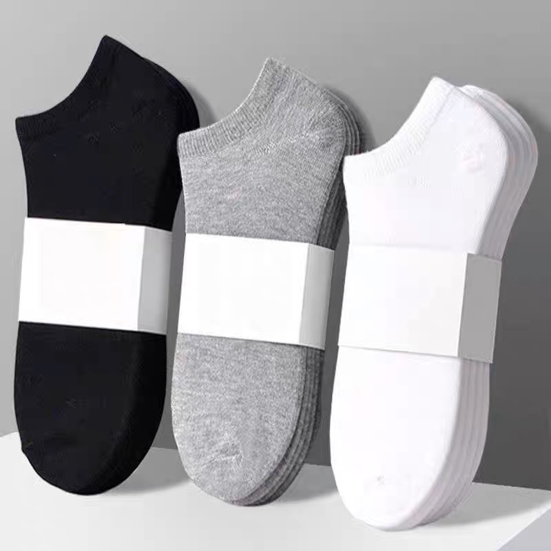 10 Pairs Unisex Socks Cotton Plain Black/White/Grey Korean Summer ...