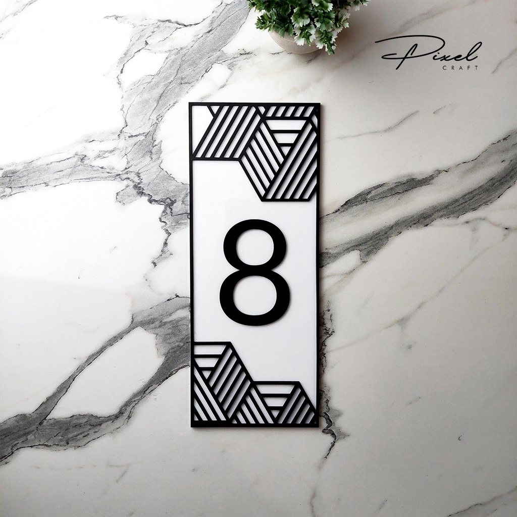 Decorative Rectangular One Character Acrylic House Numbers Without ...