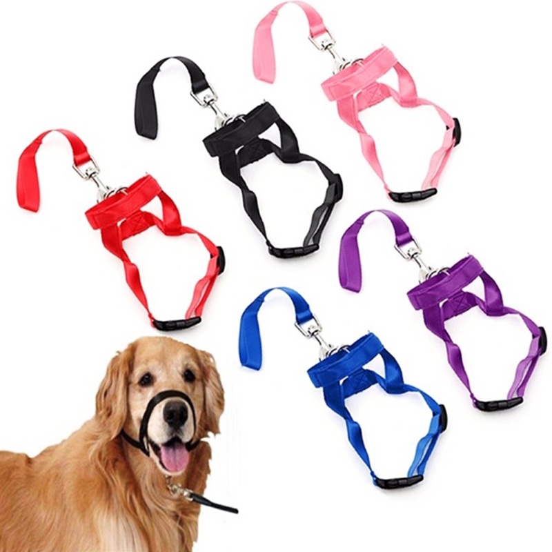 Nylon Dog Head Collar Dog Training Halter Pet Gentle Leader No Pain No