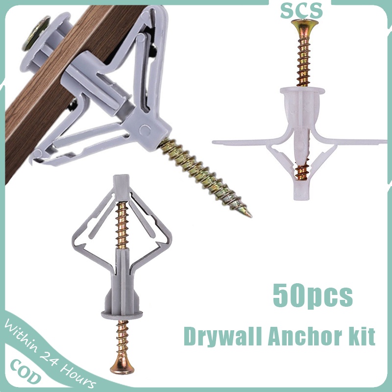 Duretech 200-Piece Self-Drilling Drywall Anchor Kit – 100 Nylon Anchors & 100 Phillips Screws – Holds 50 Lbs – No Pre-Drill – For Sheetrock & Hollow Walls