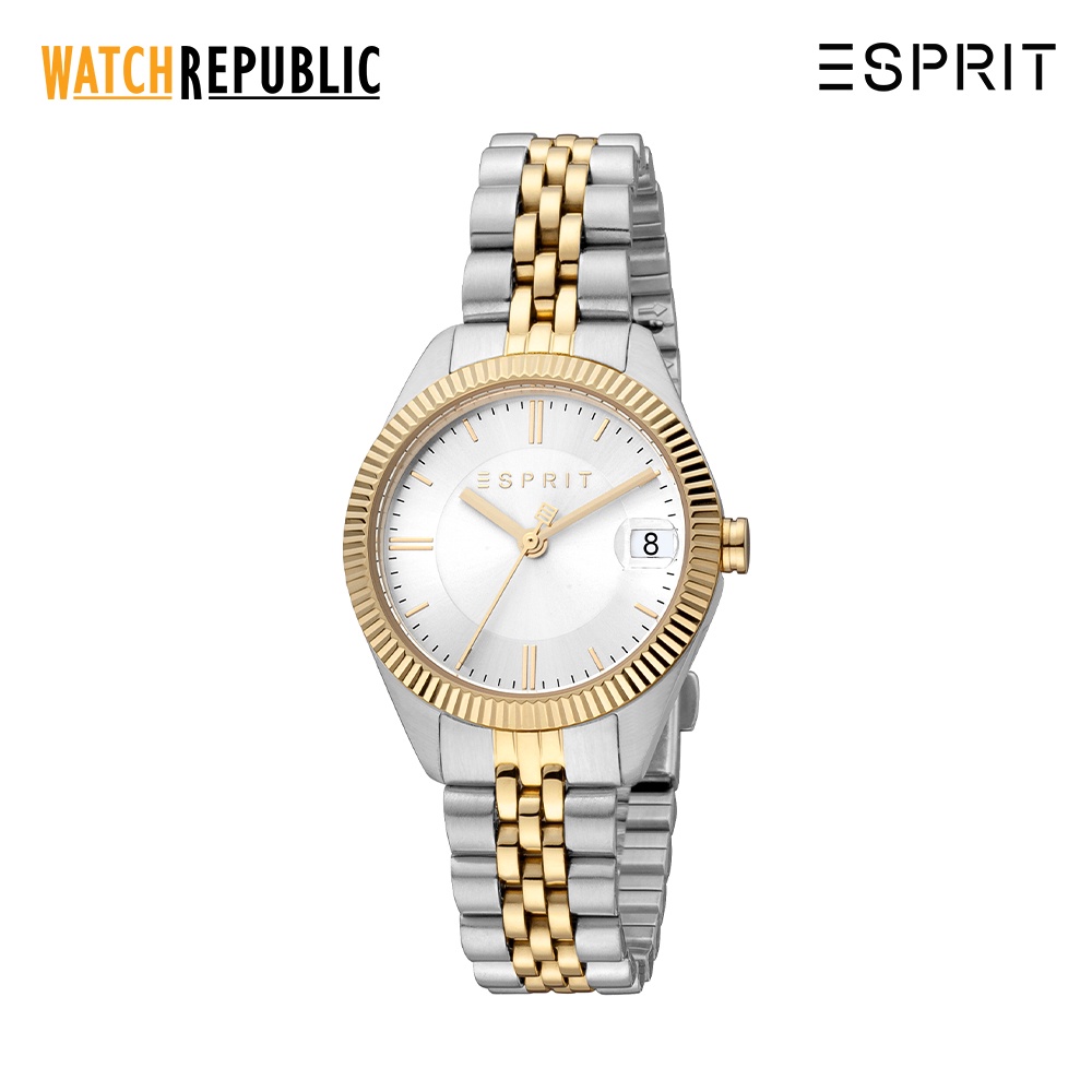 Esprit Madison Date Two Tone Stainless Steel Watch Women EES1L340M0095