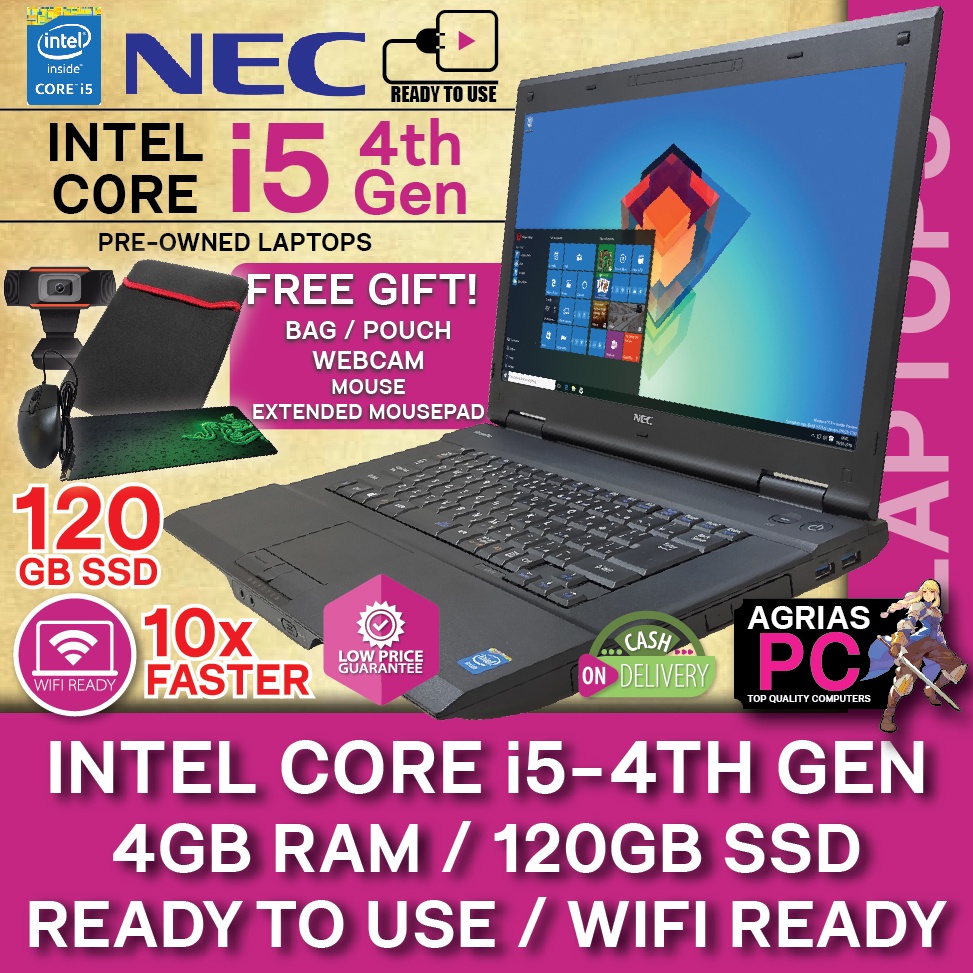 Laptop NEC Intel Core i5 4th Gen 8GB 4GB 240GB 120GB SSD 320GB HDD