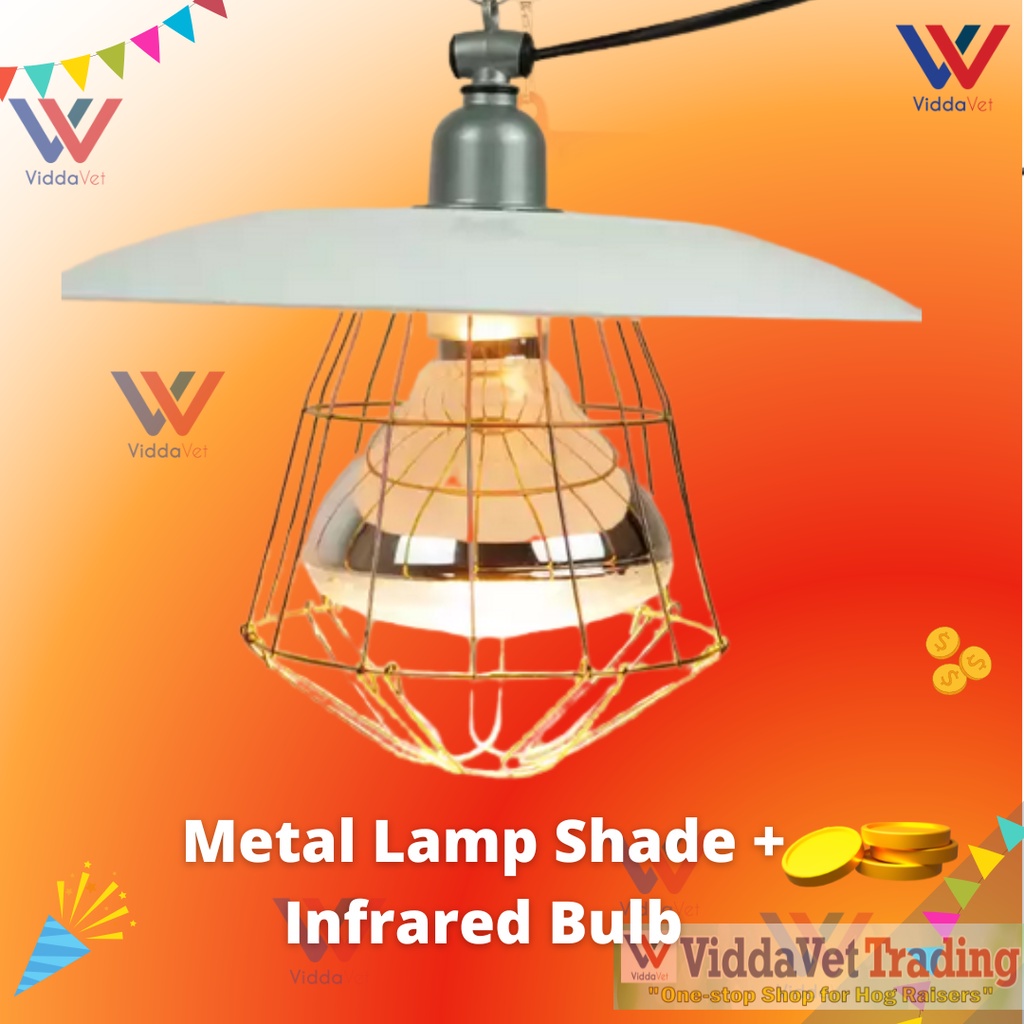 Viddavet Metal Heat lamp shade with net + bulb guard with infrared bulb