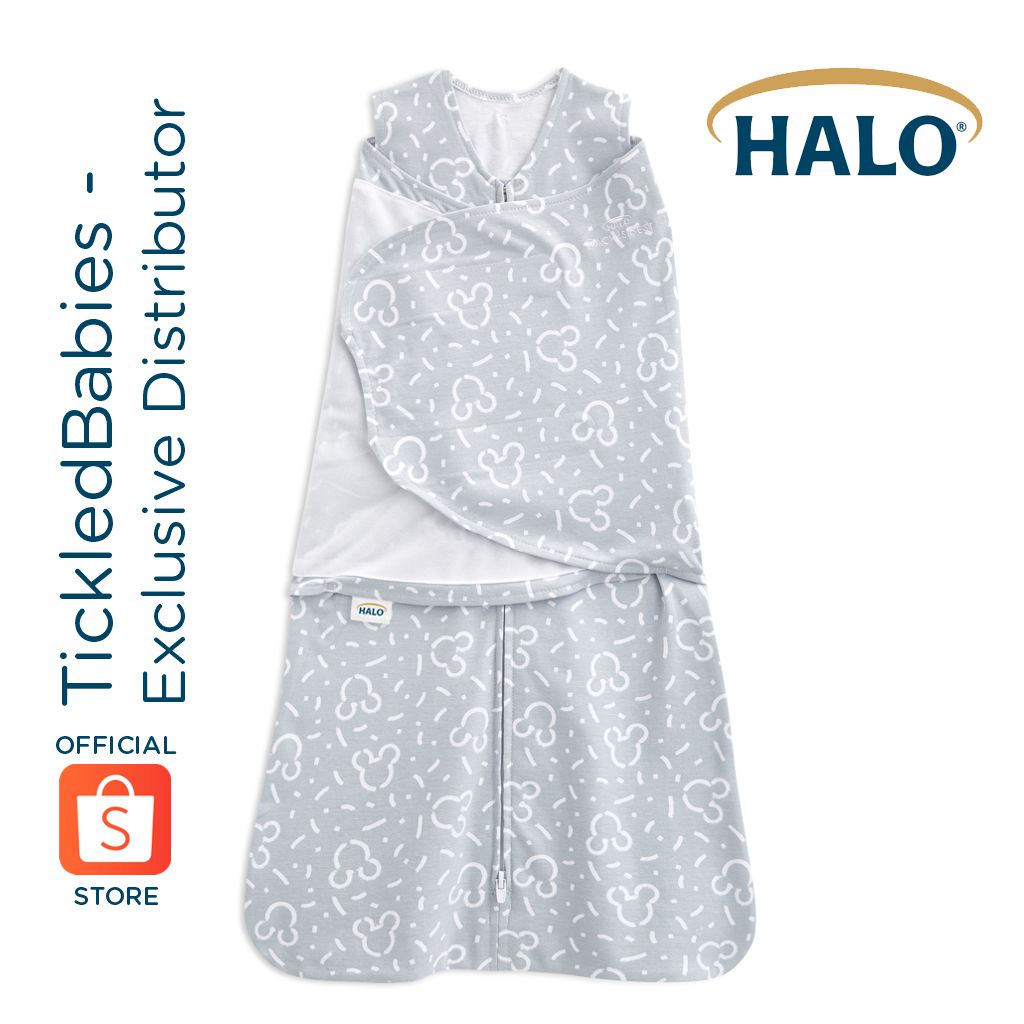 HALO Sleepsack Multi-way Swaddle Confetti Disney Mickey Grey