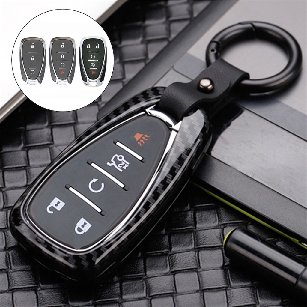 Car Remote Key Fob Cover Shell Keychain Carbon Fiber for Chevrolet Trax