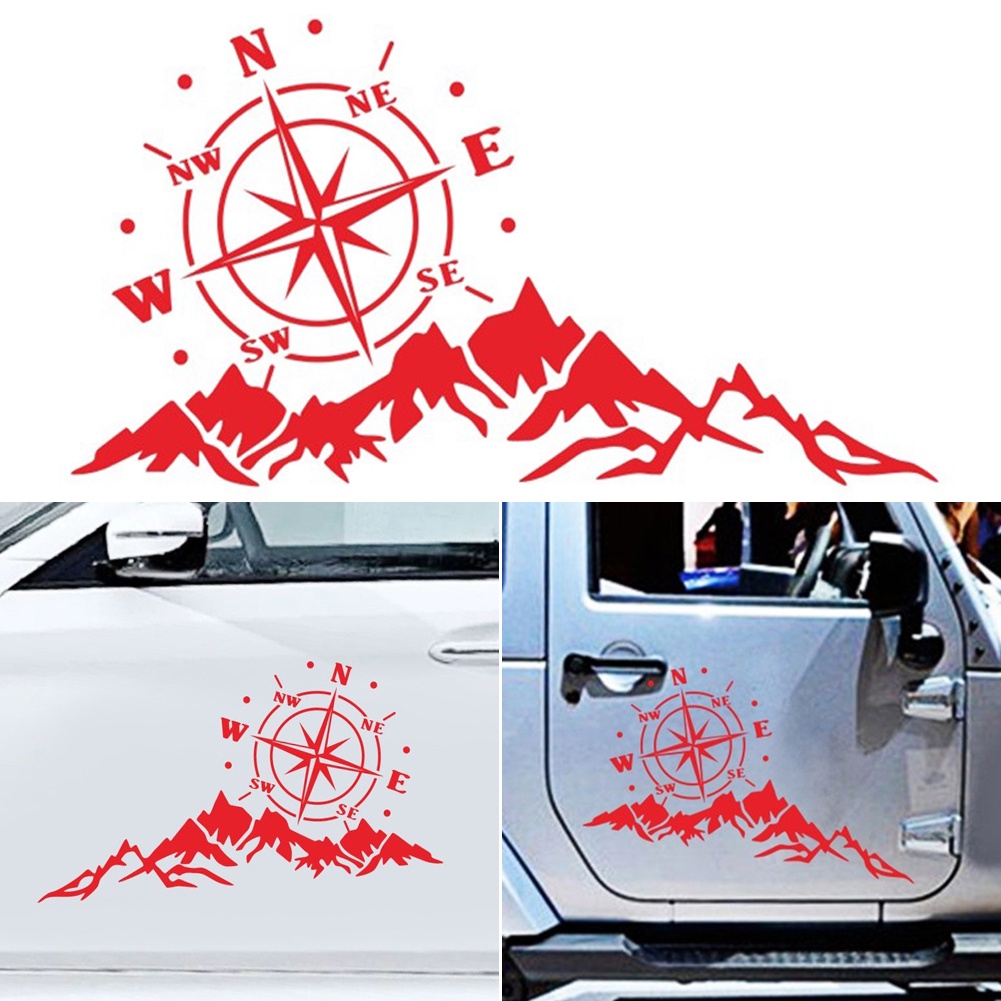 available2pcs Mountain adventurers compass car sticker map graphics