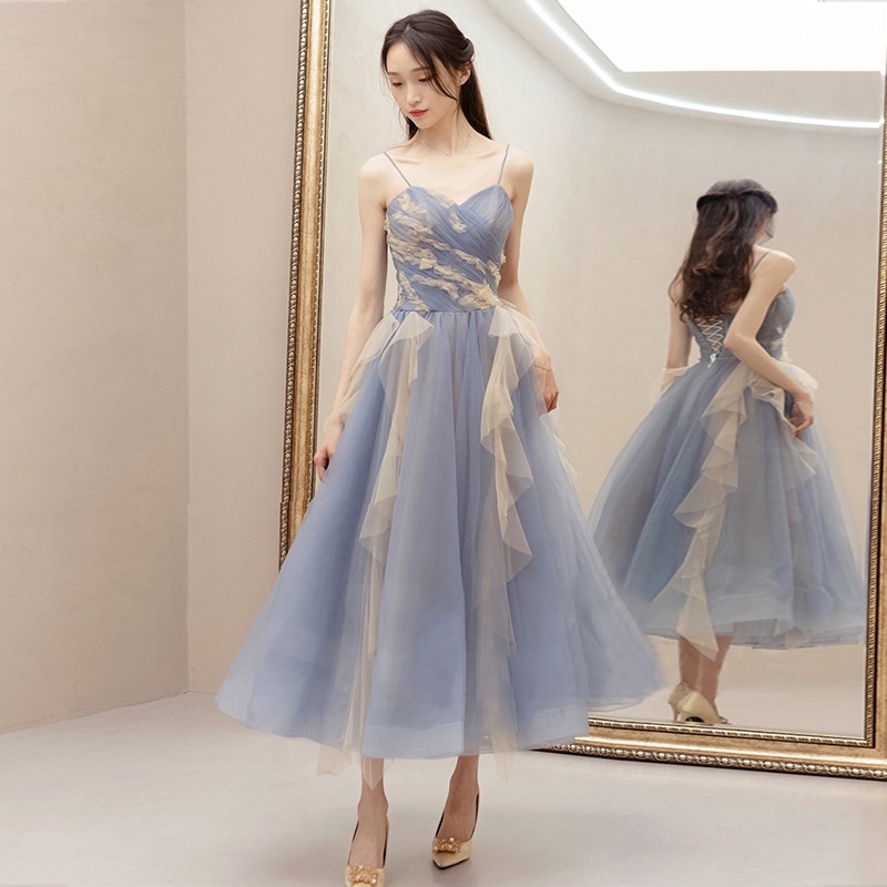 Galely Blue Sling Elegant For Birthday Party Plus Size Formal Ball Gowns For Debut 18 Years Old And Long Evening Dinner Dresses