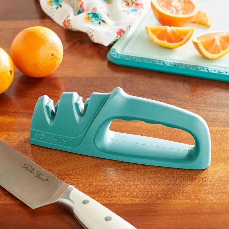 The Pioneer Woman Timeless 2 Stage Knife Sharpener, Teal Shopee