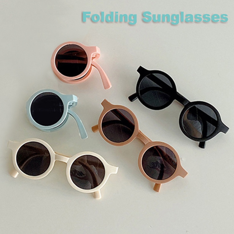 Foldable Kids Sunglasses Girls Boy Children Sun Glasses Round Street Beat  Eyeglasses Cute Baby Shades Eyewears