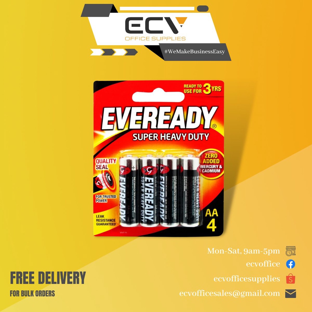 Eveready Battery Super Heavy Duty 1215BP4 AA, AAA 4Pack Shopee