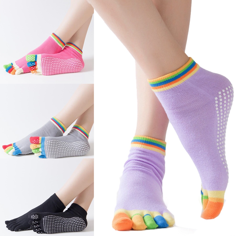4 yoga socks toeless open toe socks women cotton summer non slip fingers  socks