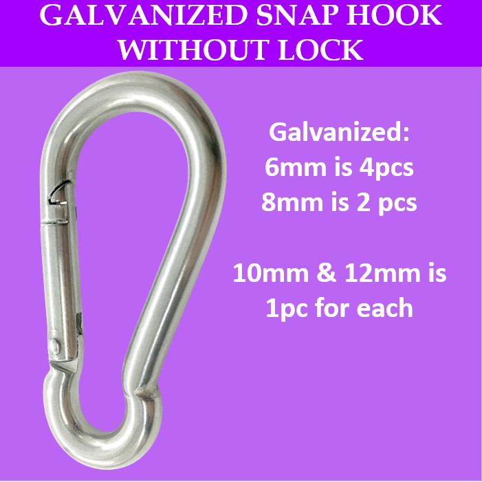 Snap Hook (4Pcs ) Stainless And Galvanized Safety Snap Hook Carabiner ...