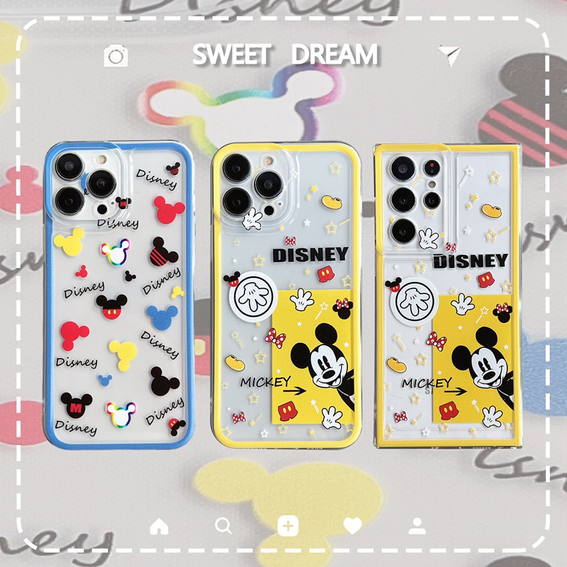 Mickey Mouse Case For Samsung Galaxy S22 S21 Ultra FE Plus S20 FE S10 Plus  Note 20 Ultra 10 Plus Cartoon Minnie Soft Case Transparent Disney Clear