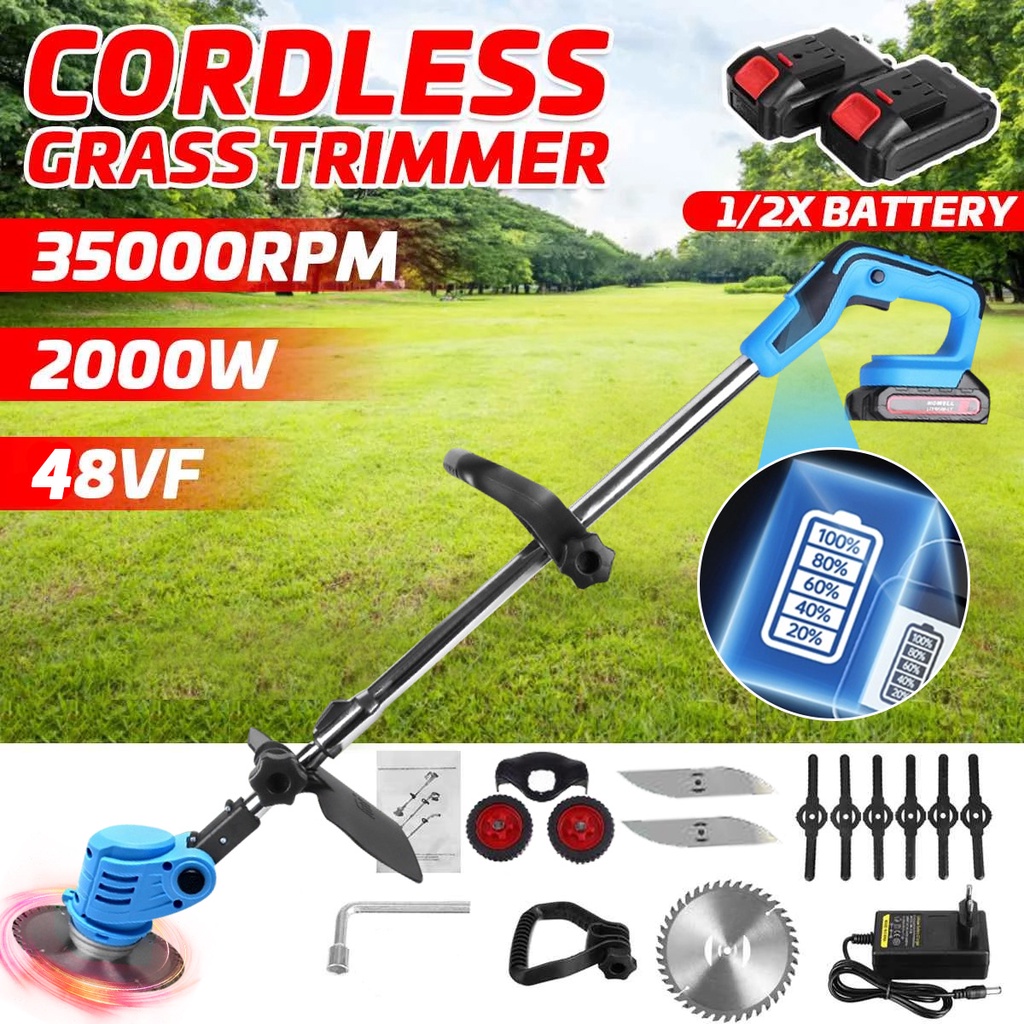 New 48V Cordless Grass Cutter Rechargeable Lawn Mower Battery Power