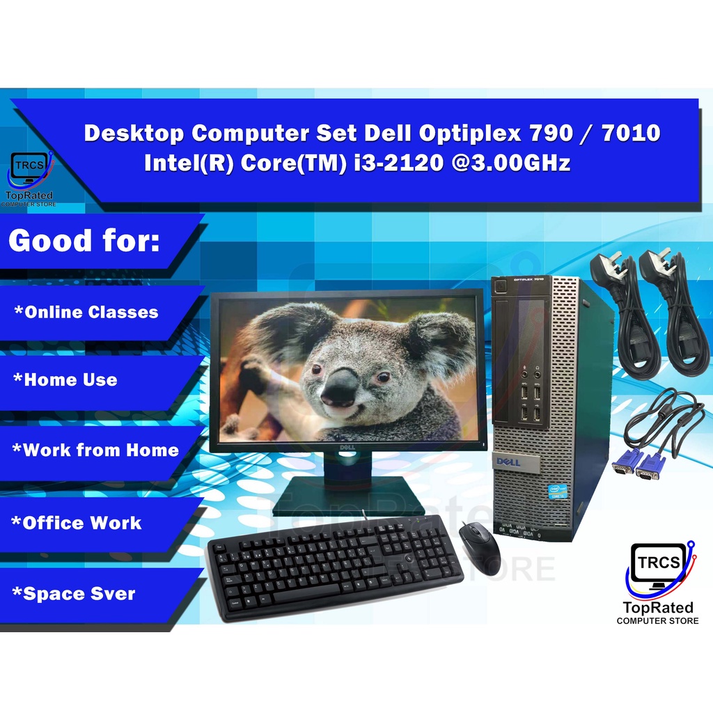 Desktop Computer Set Dell Optiplex 790 Intel Core i3 2120 3.00GHz 4G