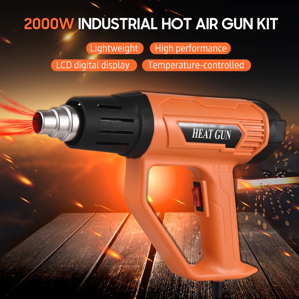 2000W Industrial Hot Air Gun Temperatures Adjustable With 6 Nozzles