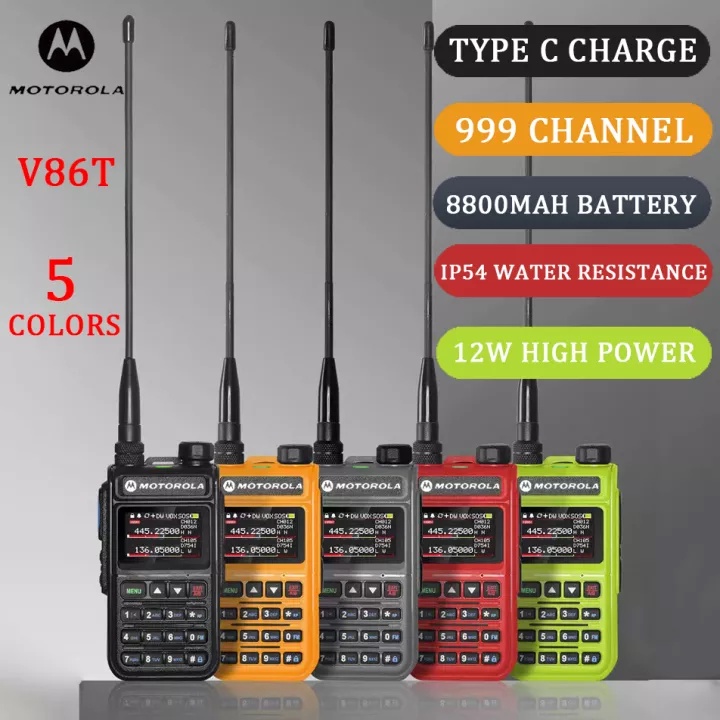 Motorola Walkie Talkie Long Range V86T High Power 12 Watts Dual Band Two Way Radio 999 Channels Ip54 I.778685153